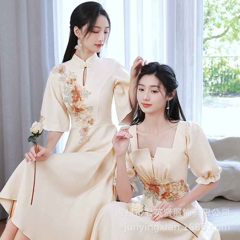 Подруга для девочек в китайском стиле 2025 года новая группа сестер обычно может носить маленькие платья чонсам для подружки невесты
