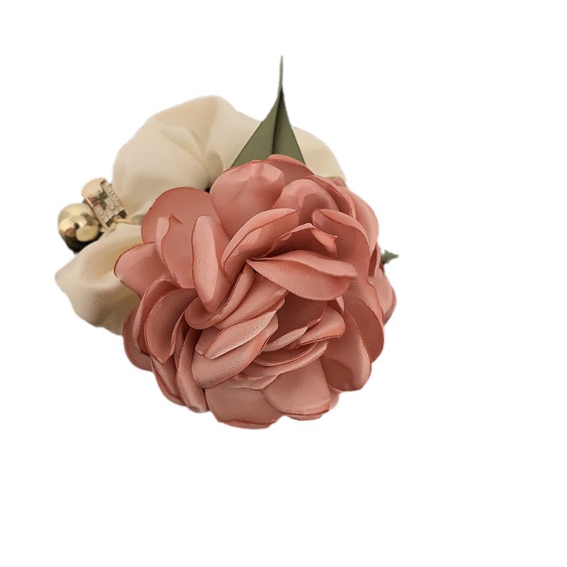 Rose Bowel ~ Flower Satin Niche Camellia Hair Ring Flower Retro Spring Hair Rope Head Rope_voghion.com