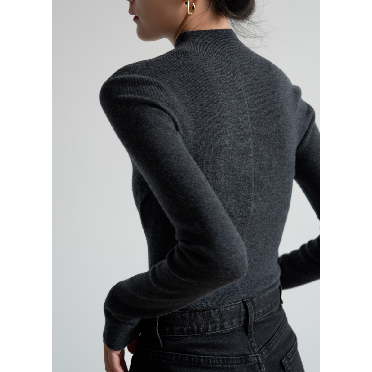 Women's Clothing seamless one piece commuter temperament half high collar wool sweater women's autumn bottoming top_voghion.com