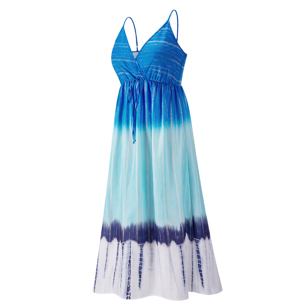 V-Neck Gradient Tie-Dye Slim Slip Dress NSHYG111321