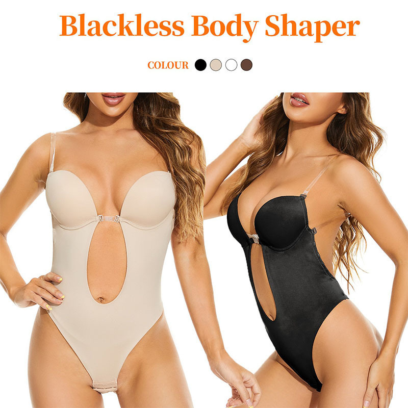 European and American Cross-border Tight Body-suit Deep V Backless Body Bra Hot Body-shaping Invisible Shoulder Belt Tunic Dress