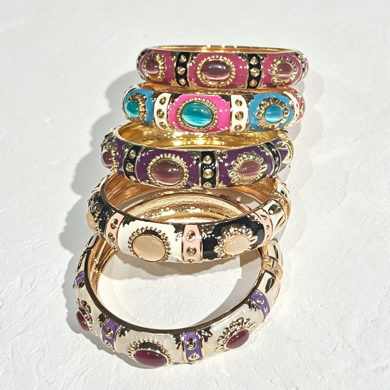 Cross-Border Hot-Selling Vintage Enamel Cat's Eye Bracelet, Niche Vintage Style Colorful Gemstone Bracelet in Stock Cross-Border Hot-Selling Vintage Enamel Cat's Eye Bracelet, Niche Vintage Style Colorful Gemstone Bracelet in Stock