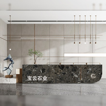 人造石有机水磨石克洛伊灰灰背景墙台面地面大理石酒店墙面地砖