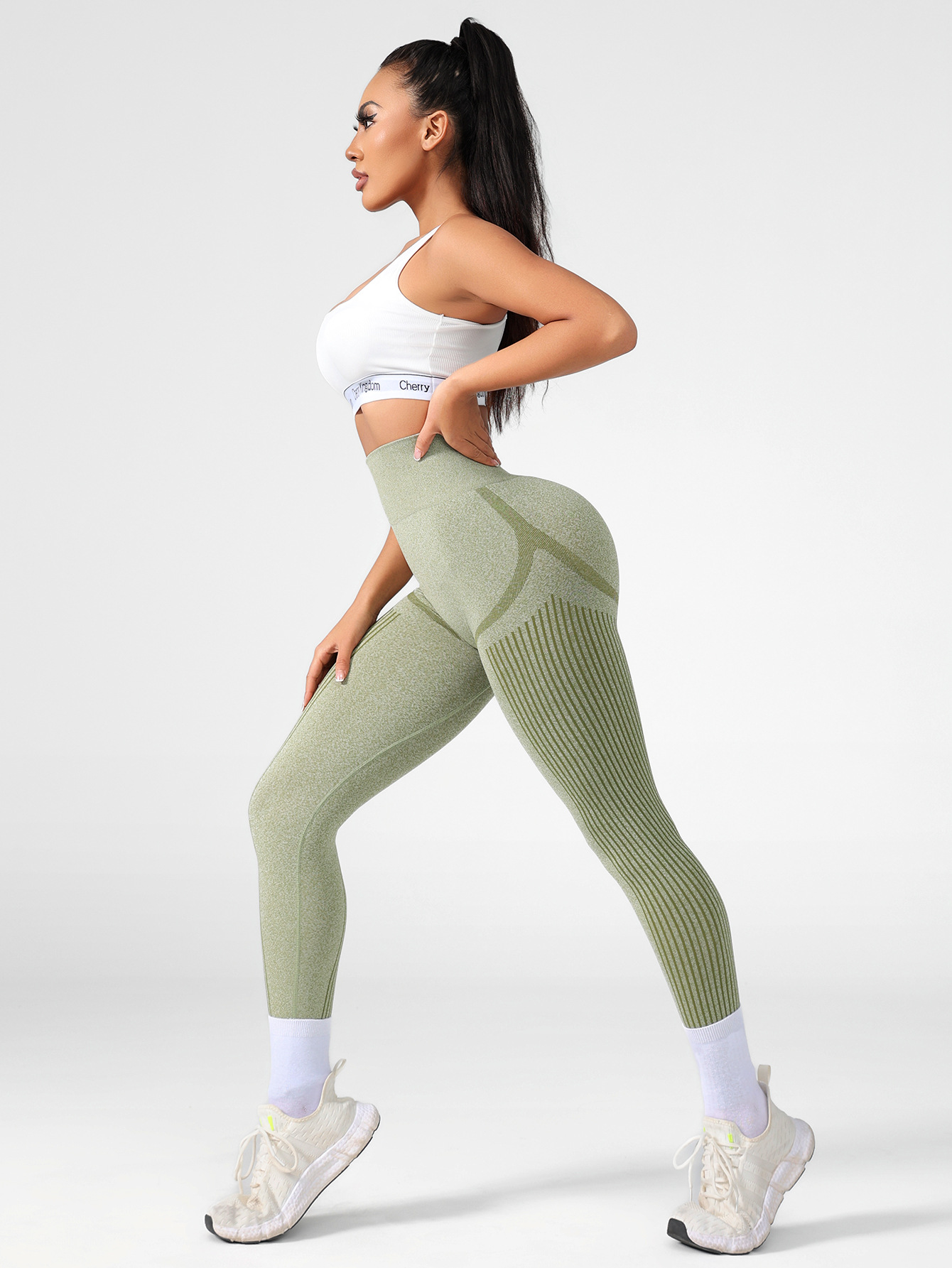 Nuevos leggings deportivos transfronterizos, leggings de yoga deportivos para mujer sin costuras, pantalones de yoga adelgazantes de cintura alta