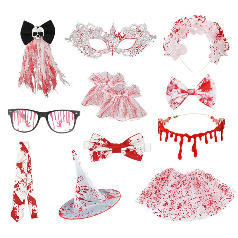 Amazon nuevo Halloween Bloodstain Horror Costume Fantasmas Feast Witch Party Accessories Disfraces de baile de maquillaje