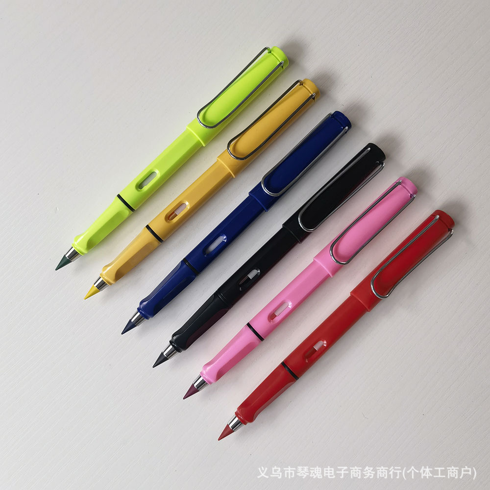 源头供应大号塑料杆免削彩色铅笔黑科技永恒铅笔儿童马绘画彩色笔