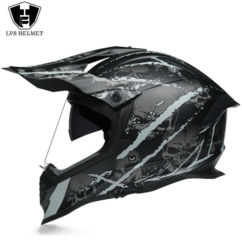 Nuevo off-road tire casco de doble lente carretera tire casco completo motocicleta Larga Distancia unisex Four Seasons universal LVS