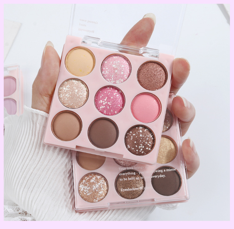 Ice cream eyeshadow palette, pure nine-color pearlescent, matte, glossy, ground color, glitter, sequins, beginner's blush, high-gloss nine-grid undefined