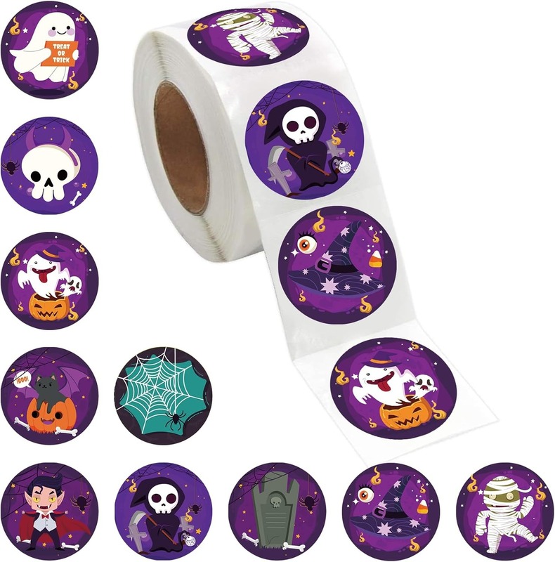 500 ステッカー/ロールハッピーハロウィン子供のおもちゃありがとう装飾ステッカーラベル|undefined