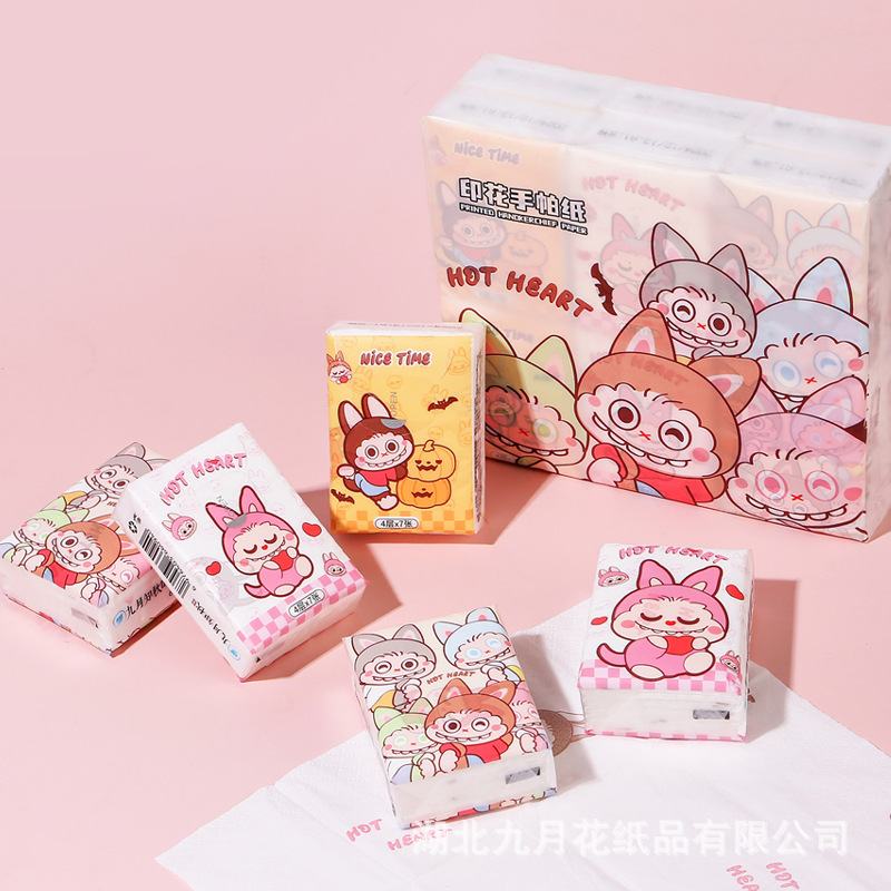 100% 原生木材パルプかわいい漫画プリントハンカチ紙学生児童小包ティッシュ携帯しなやか優等品|undefined