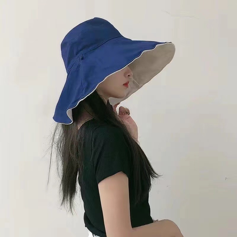 Unisex Simple Style Solid Color Wide Eaves Sun Hat display picture 9
