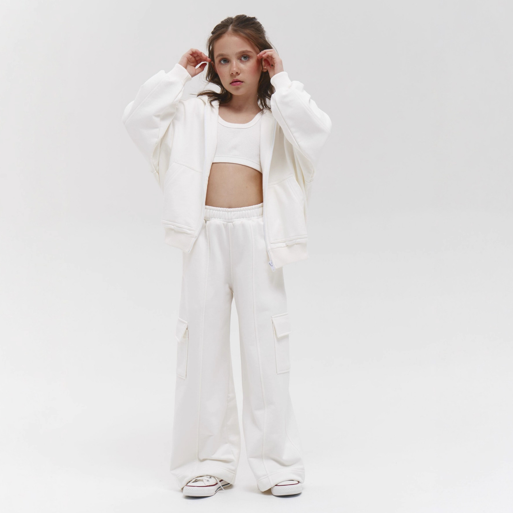 European And American Independent Station Hot Sale Casual Children's Solid Color Sleeve Hooded Zipper Cardigan Long_voghion.com