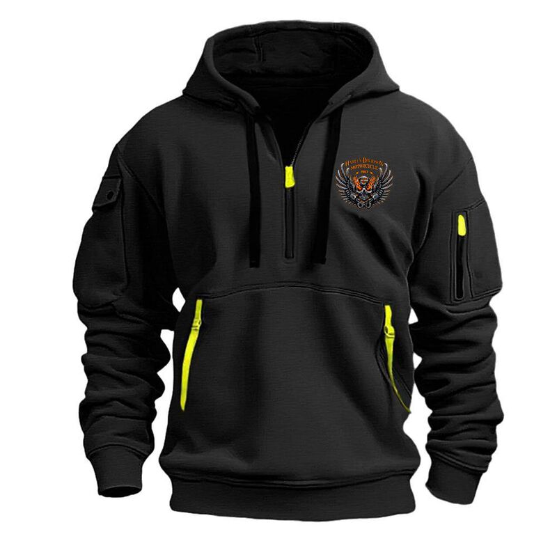 Single Logo [Black] Men's Half-Zip Sweatshirt