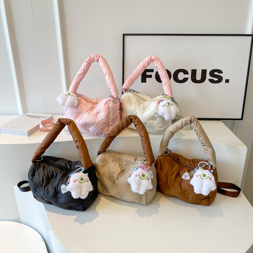 Cross-border winter down jacket bag for women, new soft girl cheese bag, handbag, internet celebrity pillow bag, shoulder crossbody bag