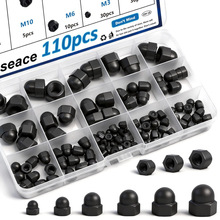 smseace 110Pcs 6-Sizes Hex Acorn Cap Nuts Assortment Kit - M