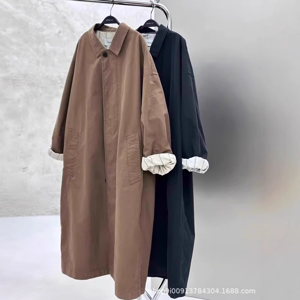 FT Family Japanese Style High-rise High-density Lazy Coat 2025 Early Spring Mid-length Windbreaker for Women