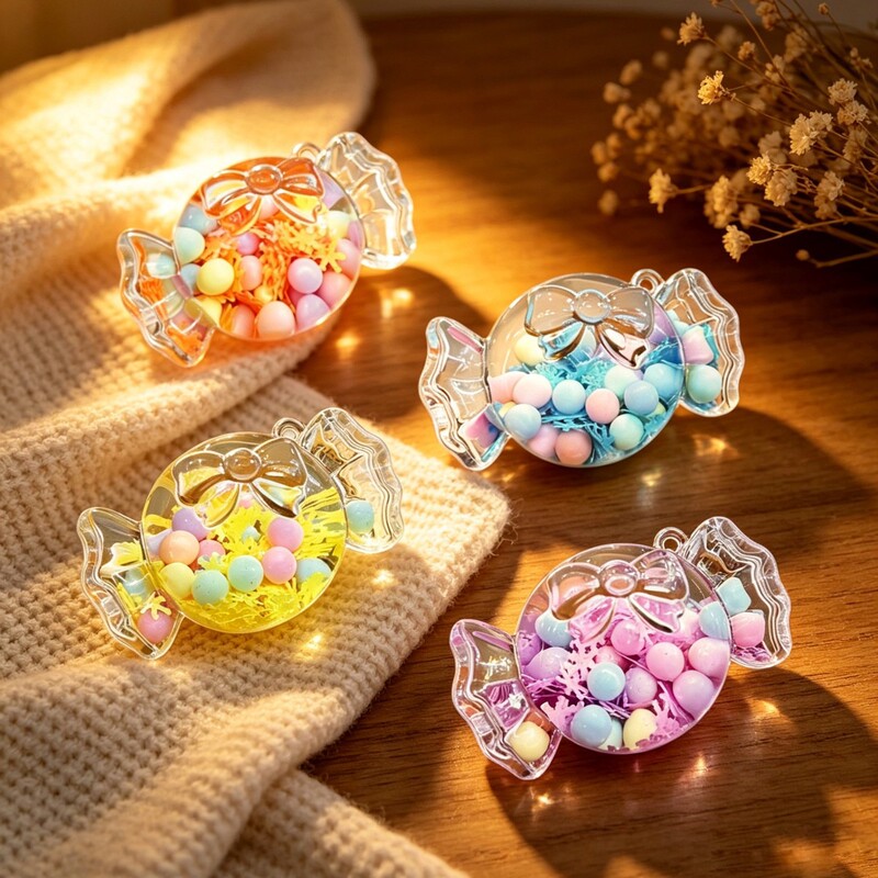 Cartoon Doll Candy Bear Liquid Sand Bottle Keychain Pendant Acrylic Floating Oil Liquid Desktop Ornament Wholesale