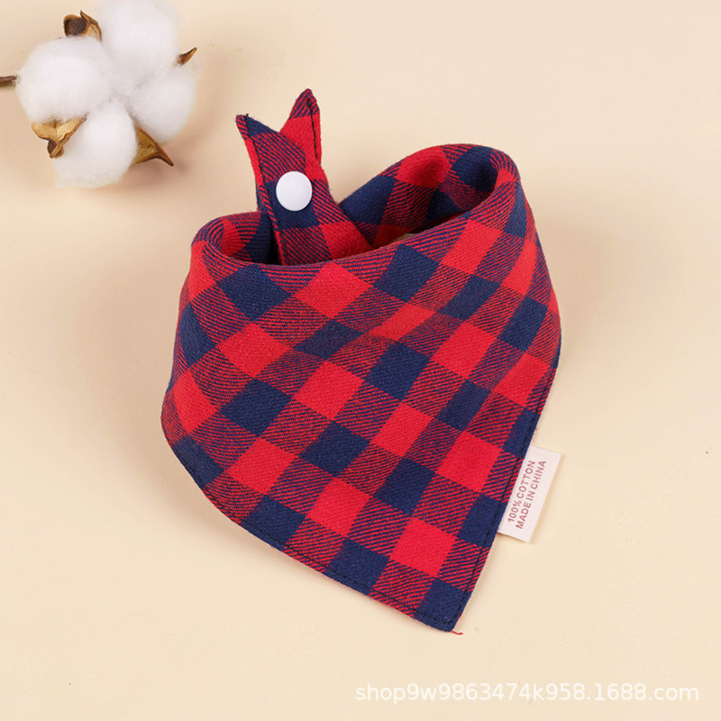 Bebé de algodón bebé babero triángulo BiB Snap de doble capa babero recién nacido niños bufanda a cuadros cuatro estaciones
