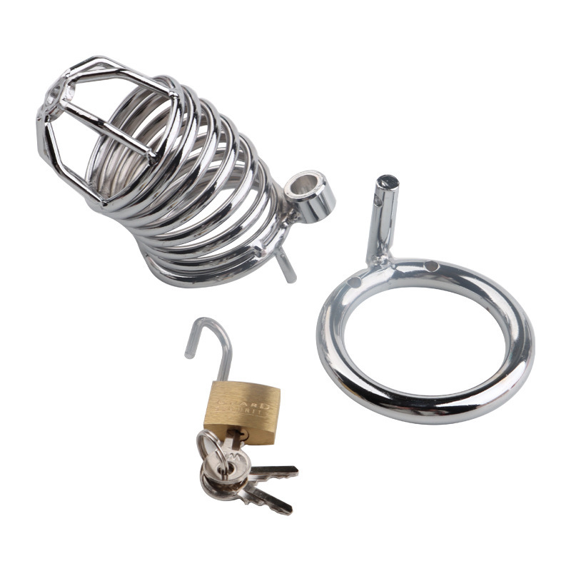 Metal Male Chastity Cage Lock, Snake-Style Birdcage Design, Adult Abstinence Training Device — detail image 2
