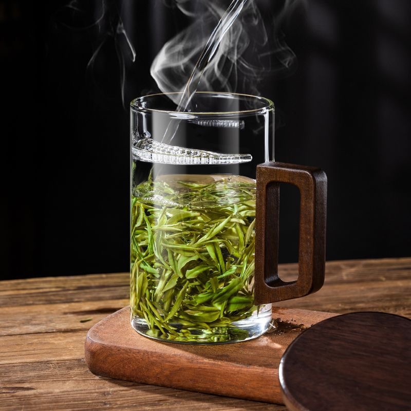 나무 손잡이 80 초승달 컵 투명