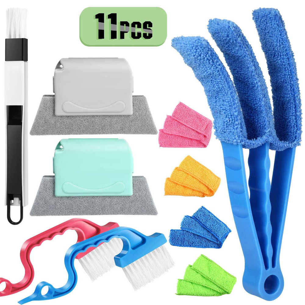 11件套手持槽隙清洁工具门窗擦洗垫轨道滑动门清洁刷套装