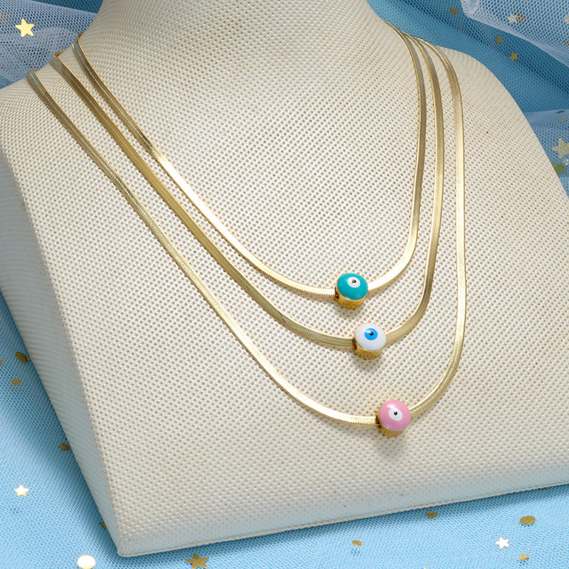 10g Weight 0.03µm Gold Plating Thickness PVD Coated Gold Plating Process PVD Coated Devil'S Eye Stainless Steel Fashion Waterproof Non Tarnish 304 Stainless Steel Necklace