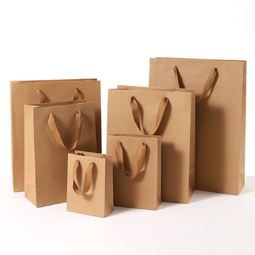Wholesale Gift Kraft Paper Bags Clothing Packaging Bags Women's Clothes Flowers Shopping Kraft Paper Glasses Handbags
