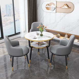 Light Luxury Internet Celebrity Reception Negotiation Table and Chair Set for Beauty Salon, Leisure Meeting, and Shop Use with Balcony Small Round Table