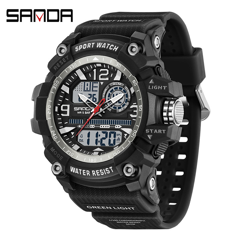 Reloj electrónico Sanda Reloj deportivo multifuncional de moda juvenil SANDA Reloj despertador impermeable Reloj para estudiantes 3367