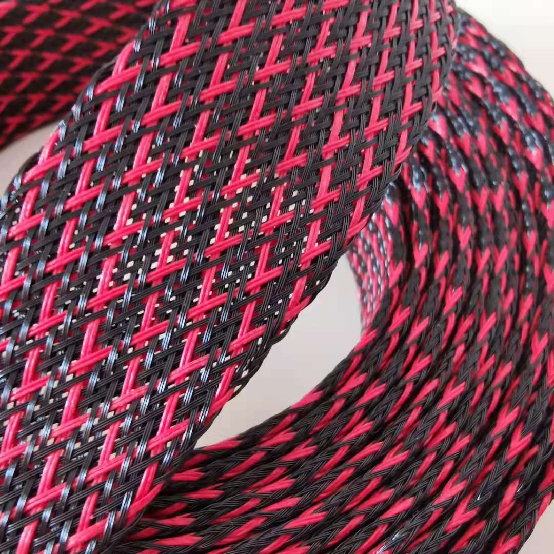 厂家供应黑红色尼龙编织网管 电子线束保护网套 编织理线套