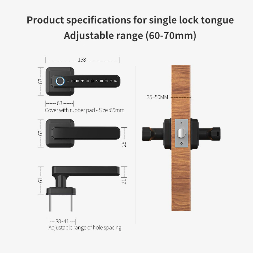 New home anti -theft door fingerprint lock electric graffiti indoor bedroom handle password lock Bluetooth through Bluetooth