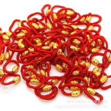 越南沙金转运珠红绳戒指女戒指本命年红绳情侣对戒黄铜镀金首饰品