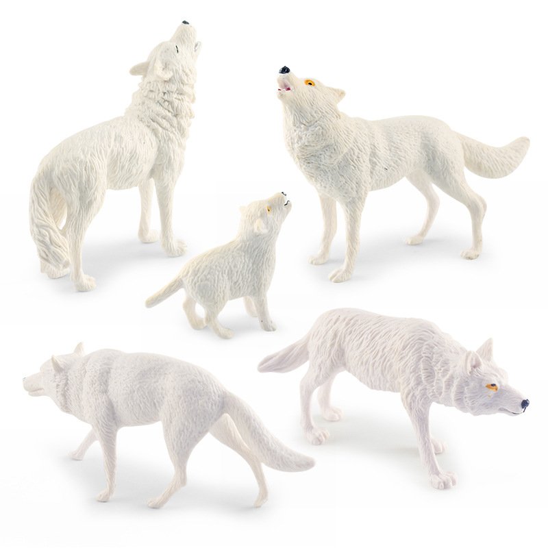 Transfronterizo simulación estática bosque animal blanco Lobo modelo Lobo bebé Lobo Ártico Lobo rugido Lobo estática decoración de escritorio juguete