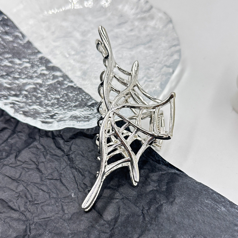 Halloween Herbst Neue elegante Spinnennetz Haarnadel Persönlichkeit Greifer Metalllegierung kreative Hai Clip Haarschmuck_voghion.com