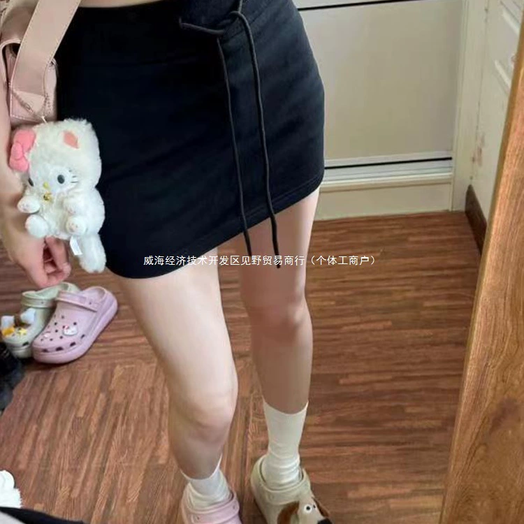 Черная юбка, женская летняя юбка, толстовка, спортивная юбка 2025, горячий стиль, юбка трапециевидной формы, новая юбка