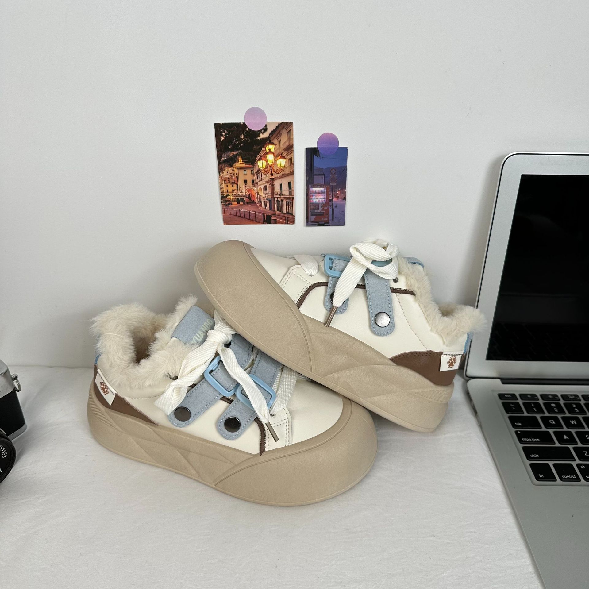 Leche fu fu con zapatos blancos de terciopelo, zapatos de pan calientes de mujer, zapatos de invierno para estudiantes, zapatos casuales de invierno. image 7