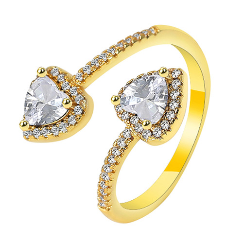  fashion wedding ring light wind luxury double love diamond ring opening female manufacturer a personality