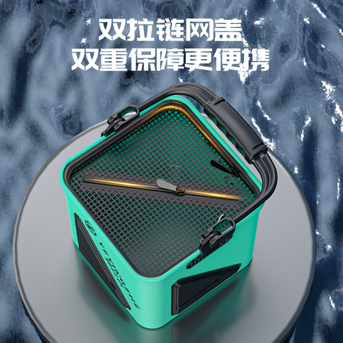 Camper thickened bucket for outdoor fishing, foldable multifunctional bucket for fish, wild fishing live fish bucket, small fish bucket