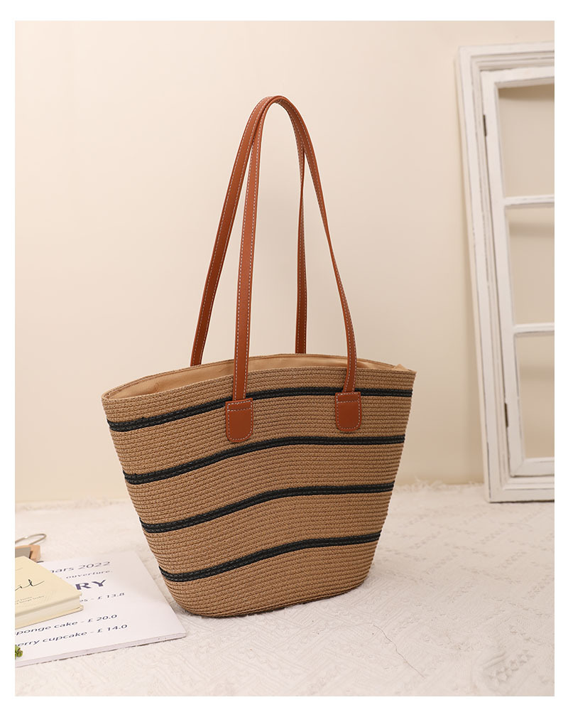 Women's Medium PVC Stripe Elegant Vintage Style Square Zipper Straw Bag display picture 2