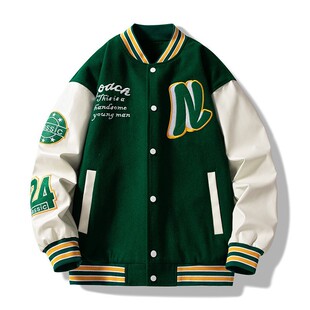 Trendy brand jacket for men spring and autumn new couple outfit loose baseball uniform American retro trendy embroidered jacket for men