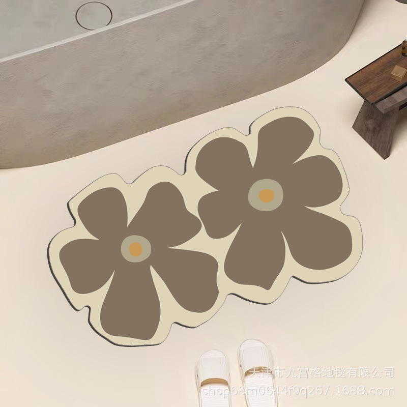Fresh special-shaped flower technology cloth absorbent floor mat bathroom non-slip wear-resistant floor mat toilet door floor mat