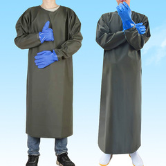 PVC Coated Waterproof Oilproof Acid and Alkali Resistant Long-Sleeved Apron Cover Coat Unisex Inverse Wearing Workwear Long-Sleeved Apron