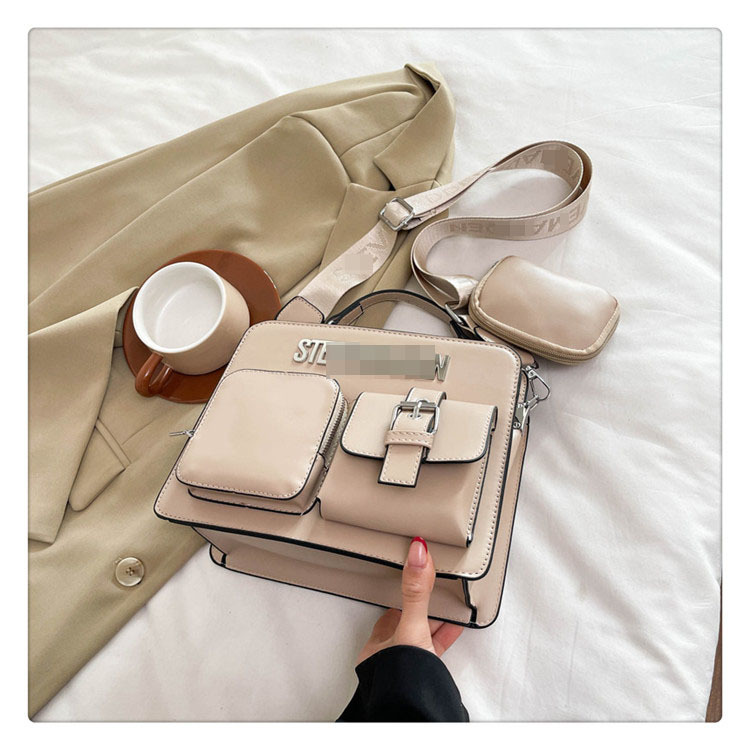 Bolso de moda de estilo europeo y americano 2025 primavera nuevo estilo simple y atmosférico bolso de letras cinturón de hombro ancho bolso de mensajero de un solo hombro