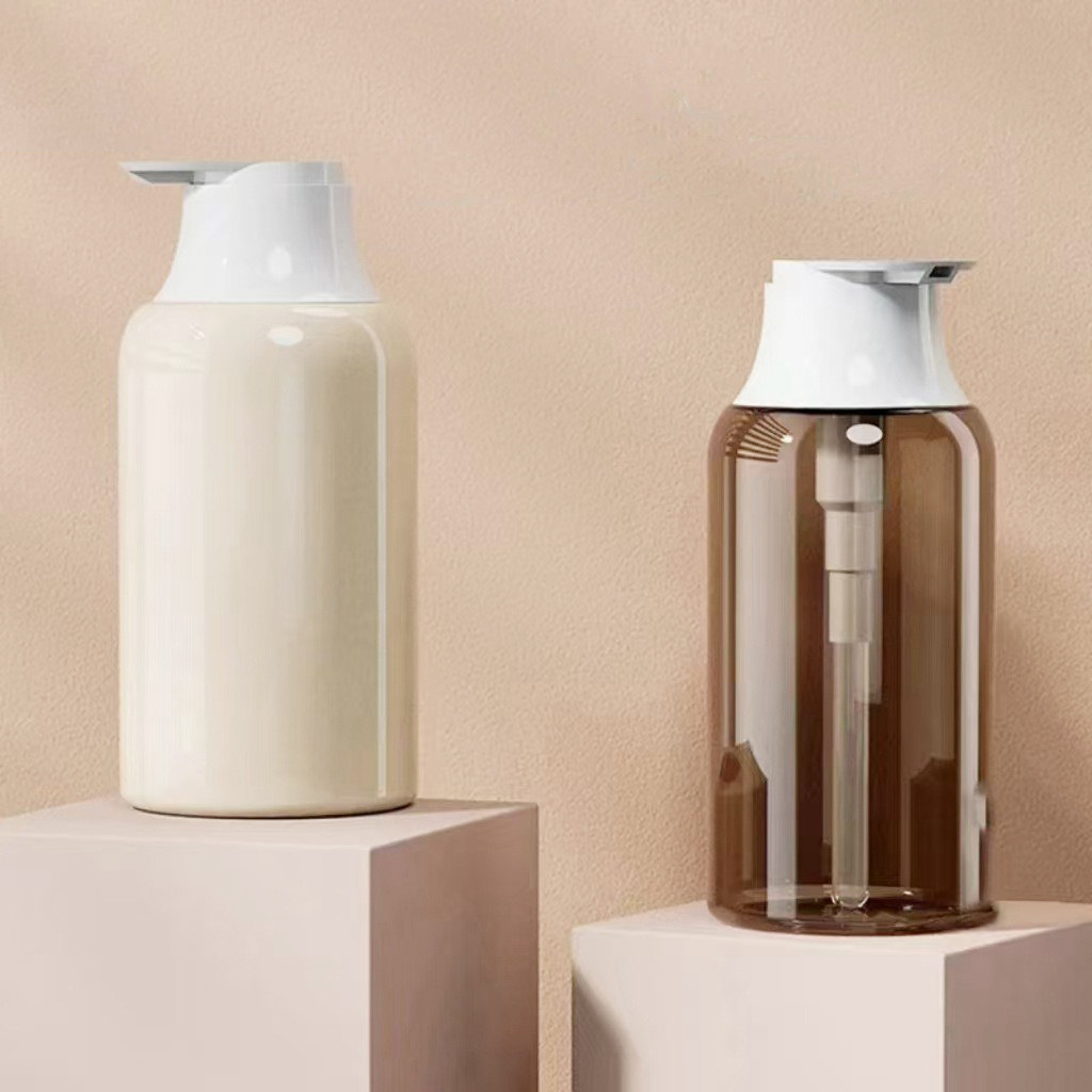 厂家新款350ml500ML扁嘴pet塑料沐浴露瓶600毫升大容量洗发水瓶子