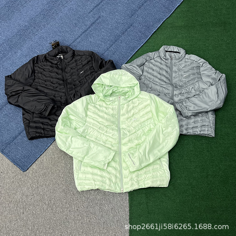 New Autumn and Winter Outdoor Hooded Zipper Jacket, Sports Training down Jacket, Lightweight and Warm, Hidden Hood, Casual
