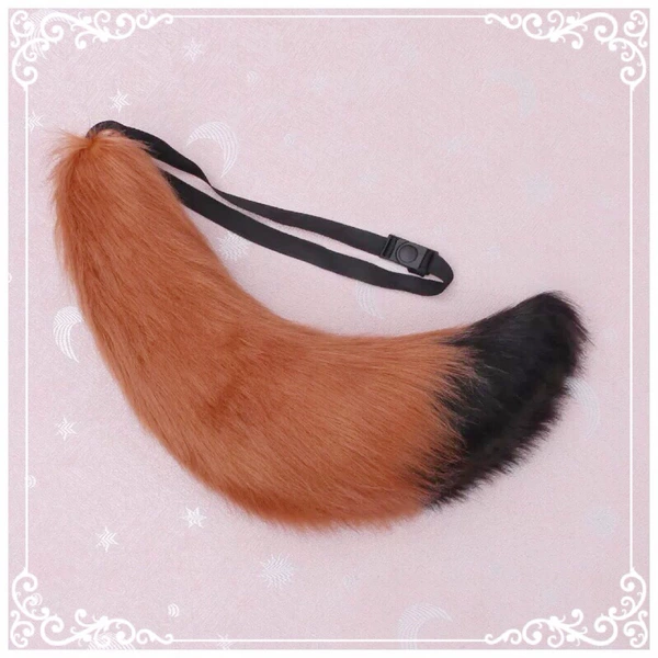 Brown red plus black fox tail big size