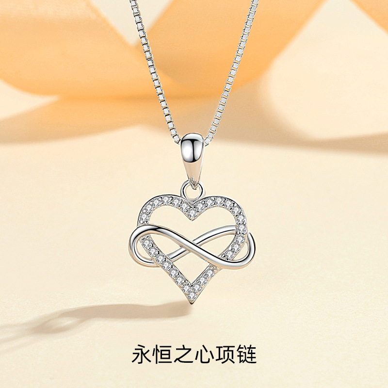S925 plata esterlina 8-palabra amor colgante japonés y coreano estilo simple nueva cadena de clavícula europea y americana diseño transfronterizo fábrica al por mayor