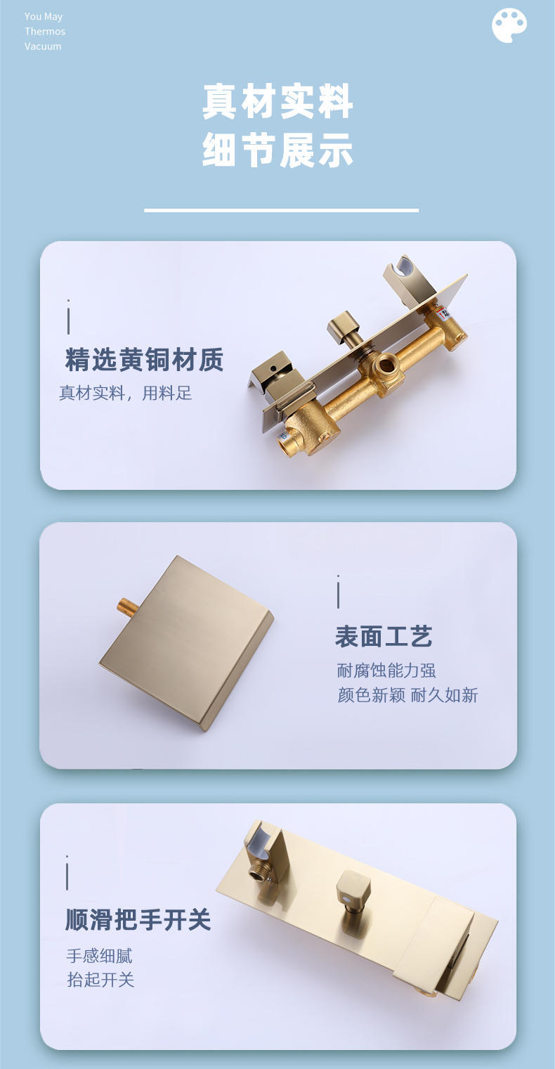 All-copper wall-mounted bathtub faucet, large flat waterfall-style bathtub faucet with hand-held shower head set Item Picture