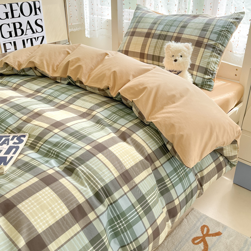 Ropa de cama de tres piezas de algodón para dormitorio de estudiantes, sábana de algodón 100%, funda de edredón, funda de edredón de algodón individual, sábana nueva