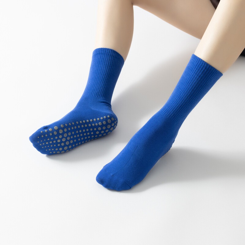 2024 Spring and Summer New Non-Slip Yoga Socks Mid-Calf Calf Floor Socks Klein Blue Pilates Socks Can Be Worn in All Seasons